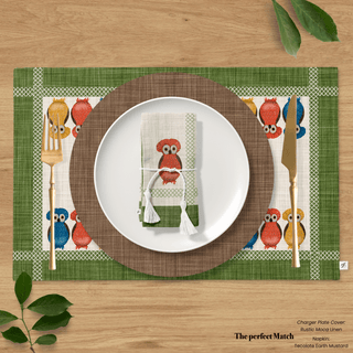 Individual Owl Earth Moss Linen / Set 2