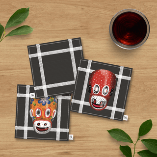 Black Monkey Mask Coaster / Set 4