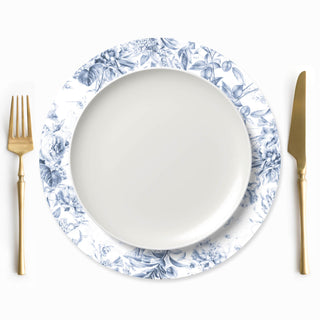 Blue French Toile Funda de Bajaplatos Semi Impermeable