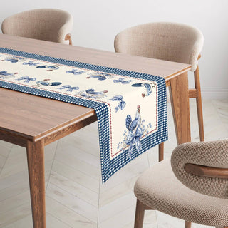 Camino de Mesa Blue Farmhouse Toile