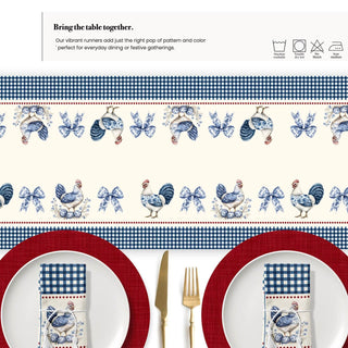 Camino de Mesa Blue Farmhouse Toile