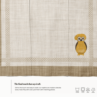 Servilleta Owl Mustard Vanilla Linen