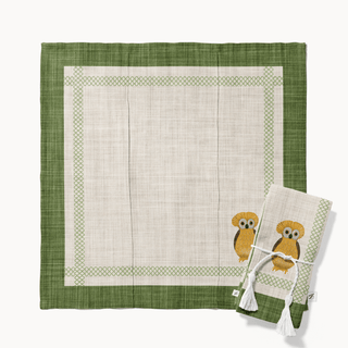 Servilleta Owl Mustard Earth Moss Linen