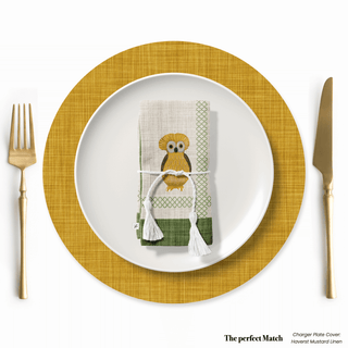 Servilleta Owl Mustard Earth Moss Linen