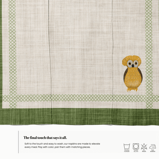 Servilleta Owl Mustard Earth Moss Linen
