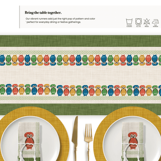 Camino de Mesa Owl Earth Moss Linen