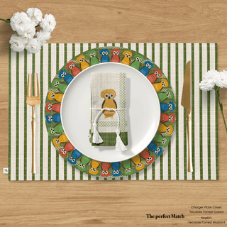 Individual Owl Earth Moss Linen / Set 2