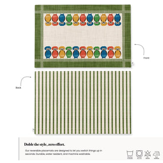 Individual Owl Earth Moss Linen / Set 2