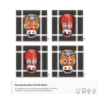 Black Monkey Mask Coaster / Set 4