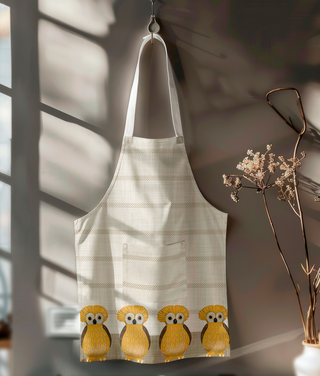 Apron Owl Mustard Vanilla Linen